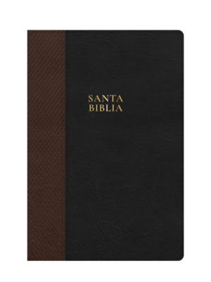 Biblia RVR 1960 Negro con Café, Letra Supergigante, Símil Piel