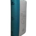 Biblia RVR 1960 Color Azul Beige Canto Dorado Letra Pequeña