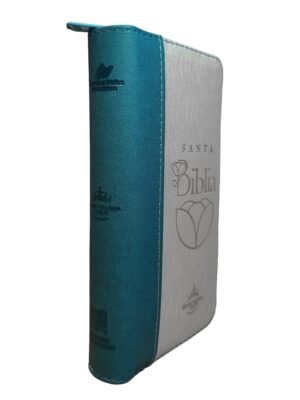 Biblia RVR 1960 Color Azul Beige Canto Dorado Letra Pequeña