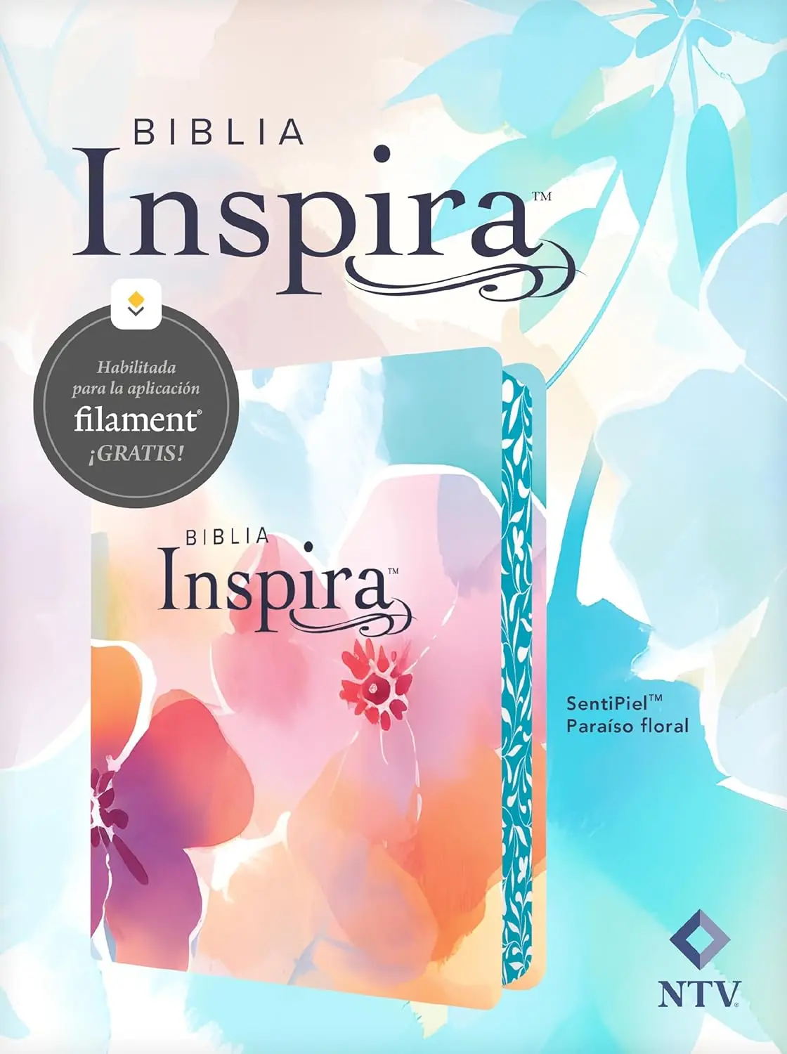 Biblia Inspira NTV con Filament, SentiPiel, Paraíso floral 1 Biblia de Apuntes Inspira NTV Floral con Filament