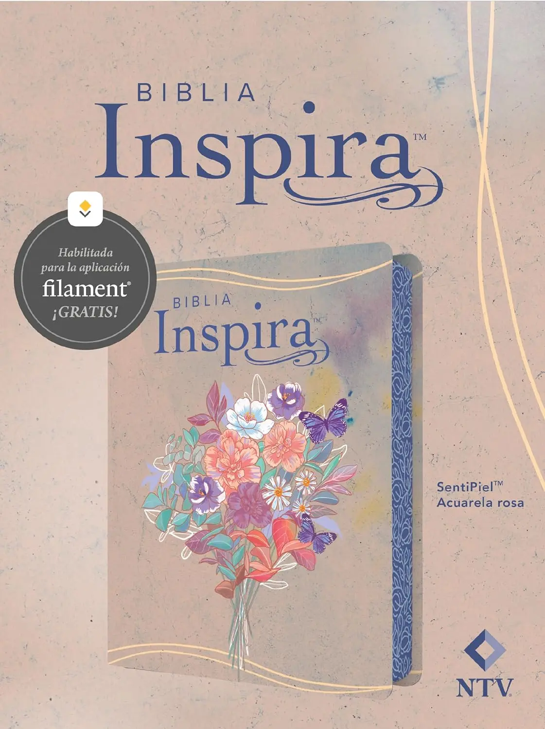Biblia Inspira NTV Sentipiel Rosado Acuarela con Filament 1 Biblia Inspira NTV Sentipiel Rosado Acuarela con Filament