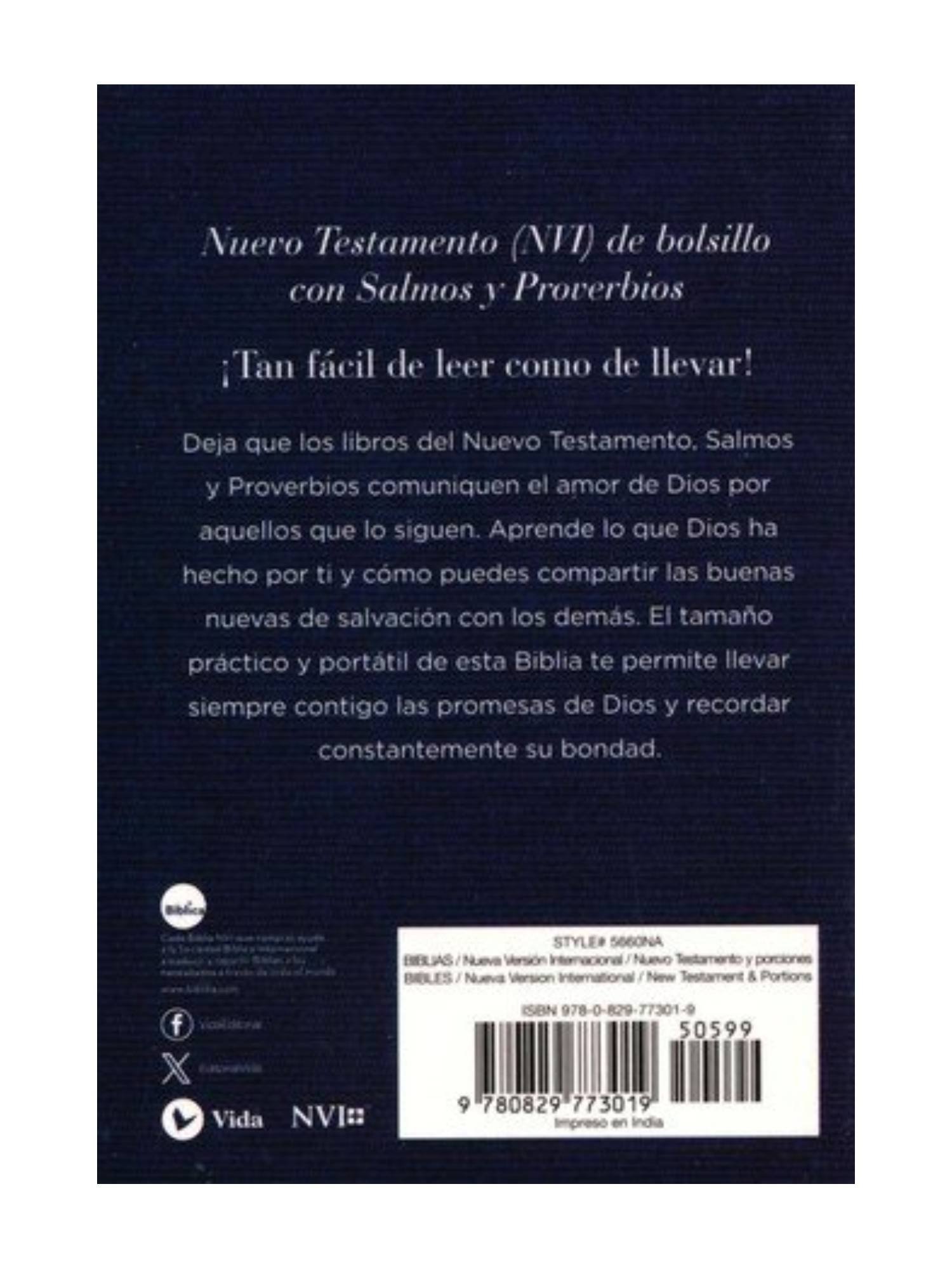 Biblia NVI Nuevo Testamento Bolsillo Azul Añil Rústica 2 Biblia NVI Nuevo Testamento Bolsillo Azul Añil Rústica - Image 2