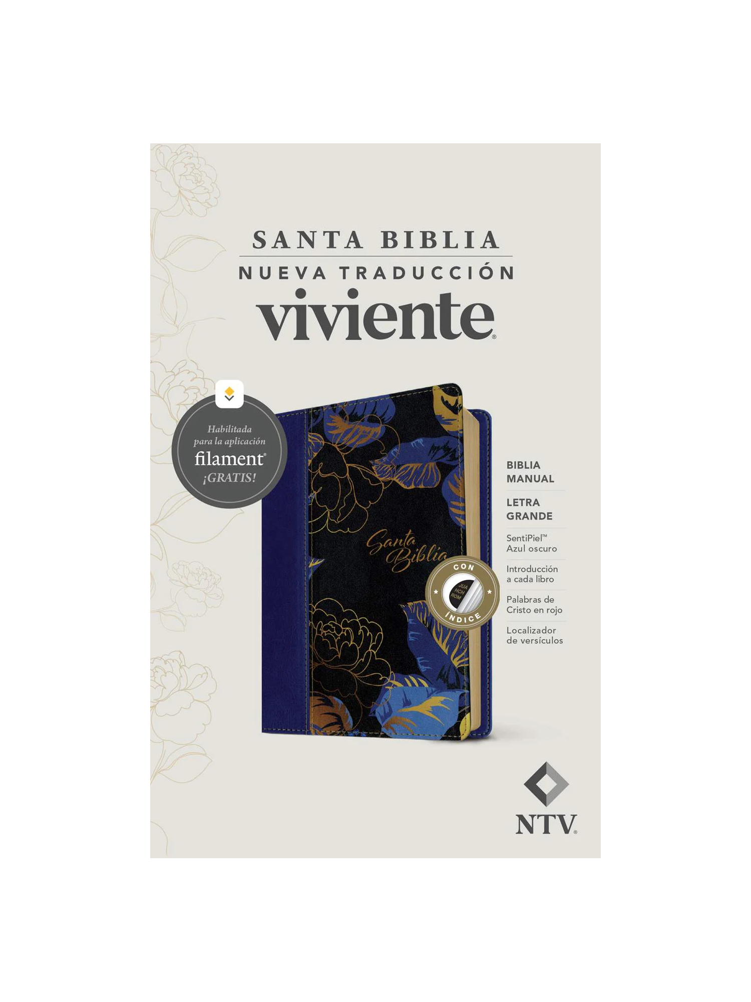 Biblia NTV Manual Azul Oscuro con Filament Letra Grande Símil Piel Índice Letra Roja 3 Biblia NTV Manual Azul Oscuro con Filament Letra Grande Símil Piel Índice Letra Roja