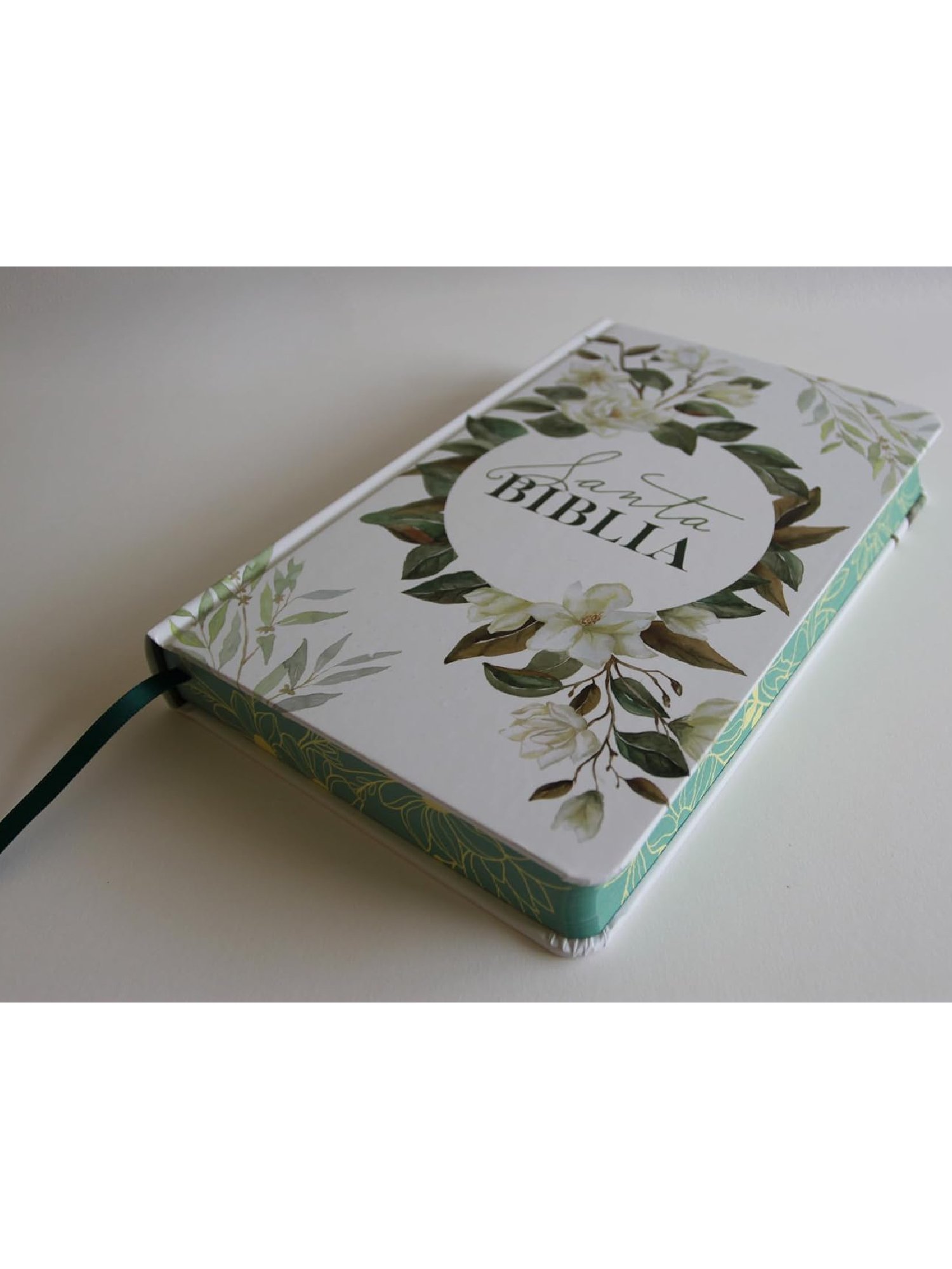 Biblia RVR60 Letra Grande Verde Flores Canto Pintado 2 Biblia RVR60 Letra Grande Verde Flores Canto Pintado - Image 2
