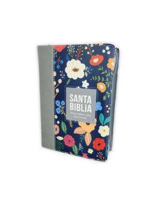 Biblia RVR 1960 Compacta Plomo con Cierre y Índice Letra Grande Símil Piel