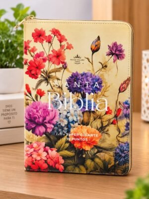Biblia RVR60 Letra Súper Gigante 19 puntos Jardín Vintage con cierre
