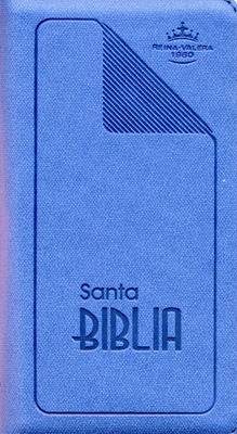 Biblia RVR 60 Tipo chequera. Azul. Canto plateado, indice. Cierre