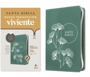 Biblia de referencia en la columna central, letra grande de zíper con Filament (SentiPiel, Verde, Índice, Letra Roja), NTV