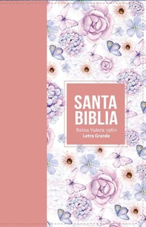 Biblia RVR 1960 Letra Grande Tamaño Manual Símil Piel Rosa Claro