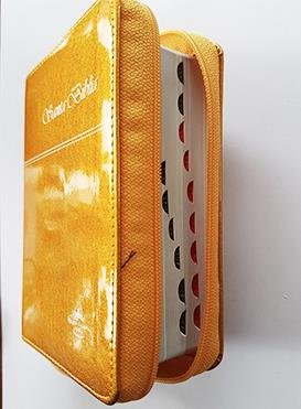 Biblia RVR 60 Naranja. Canto Plateado. Indice. Flexible 025. cierre