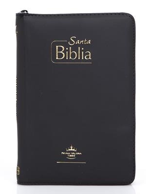 Biblia misionera negra con cierre rvr 60
