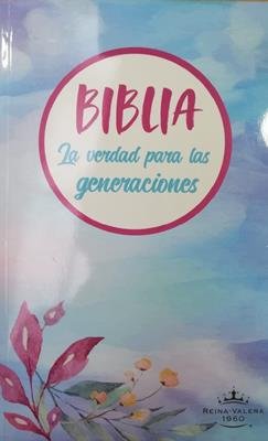 Biblia RV60 con  cierre Flor Rosada-Azul