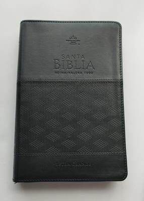 Biblia RV60 PU Negro Con Cierre Y Canto Plateado