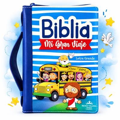 Biblia RVR6045cz/ Mi Gran Viaje Azul/ Rayas Con Manija 1 Biblia RVR6045cz/ Mi Gran Viaje Azul/ Rayas Con Manija