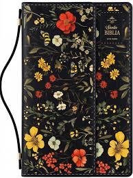Biblia RVR60c Exquisita/ Flores Negro Manija Iman