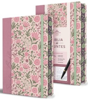 Biblia de Apuntes, (Piel Imitación), Tapa dura, Rosada con Flores, RVR1960
