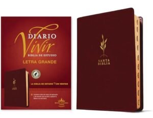Biblia RVR 1960 de Estudio del Diario Vivir Letra Grande Símil Piel Vino Tinto Índice Letra Roja