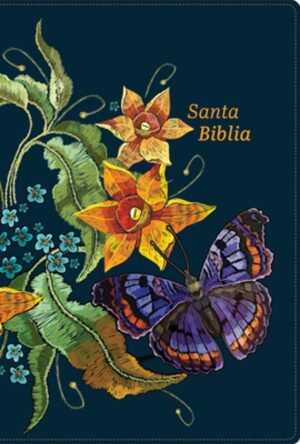 Biblia RVR60 Tamaño Manual/ LG Azul Bordado/ Canto Pin./ Imit. Piel
