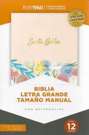 Biblia RVR60/ Manual L.G/ Beige Flores/ Cierre Indice