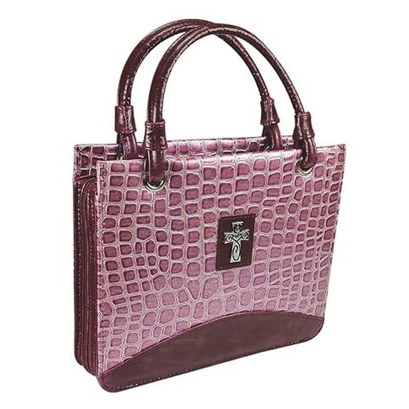 Forro Para Biblia/Estilo Bolso/Piel Cocodrilo-Metalico/Cruz/Purpura-Morado 1 Forro Para Biblia/Estilo Bolso/Piel Cocodrilo-Metalico/Cruz/Purpura-Morado