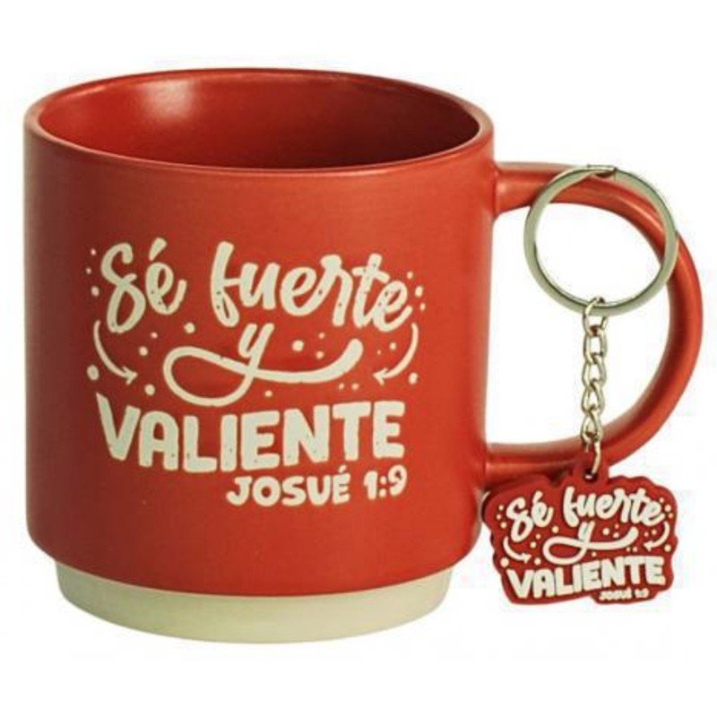 Pack Taza 14 Oz + Llavero de Caucho. Sé Fuerte y Valiente 1 Pack Taza 14 Oz + Llavero de Caucho. Sé Fuerte y Valiente