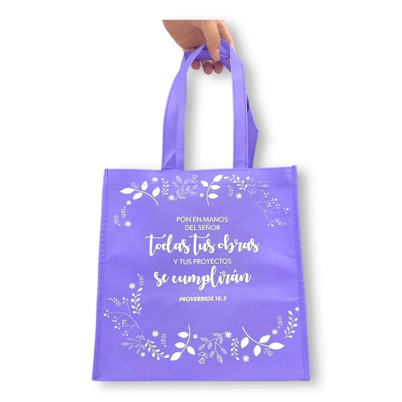 Bolsa Tote Bag Lila Pon en Manos del Señor 1 Bolsa Tote Bag Lila Pon en Manos del Señor