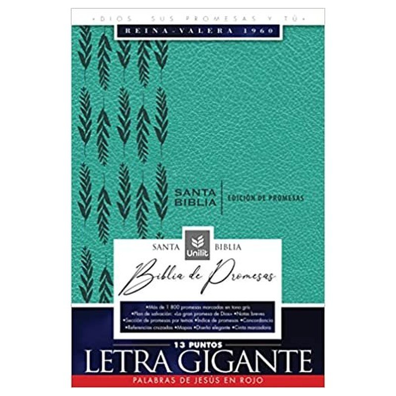 Biblia RVR60 Promesas LG Turquesa Cierre 13PTS 1 Biblia RVR60 Promesas LG Turquesa Cierre 13PTS