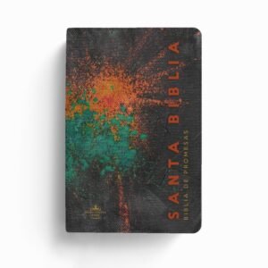 Biblia RVR 1960 de Promesas Letra Grande Tamaño Manual Negro Naranja Verde Simil Piel con Cierre
