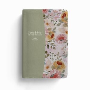 Biblia RVR 1960 de Promesas LG Verde Flores Simil Piel con Cierre