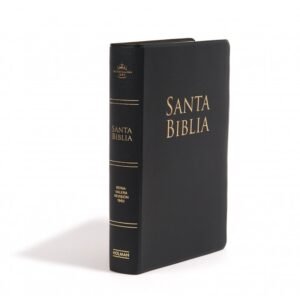 RV60 Biblia letra grande tamaño manual, negro vinilo, con forro y cierre