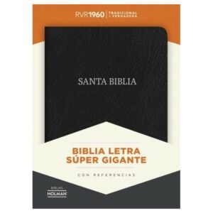RV60 Biblia Letra Súper Gi negro, piel fabricada con índice