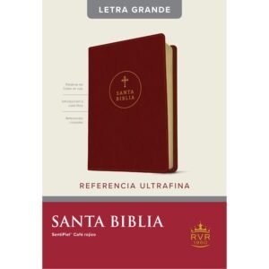 Biblia RVR 1960 Referencia Ultrafina Letra Grande Palabras de Jesús en Rojo Símil Piel Café Rojizo Índice