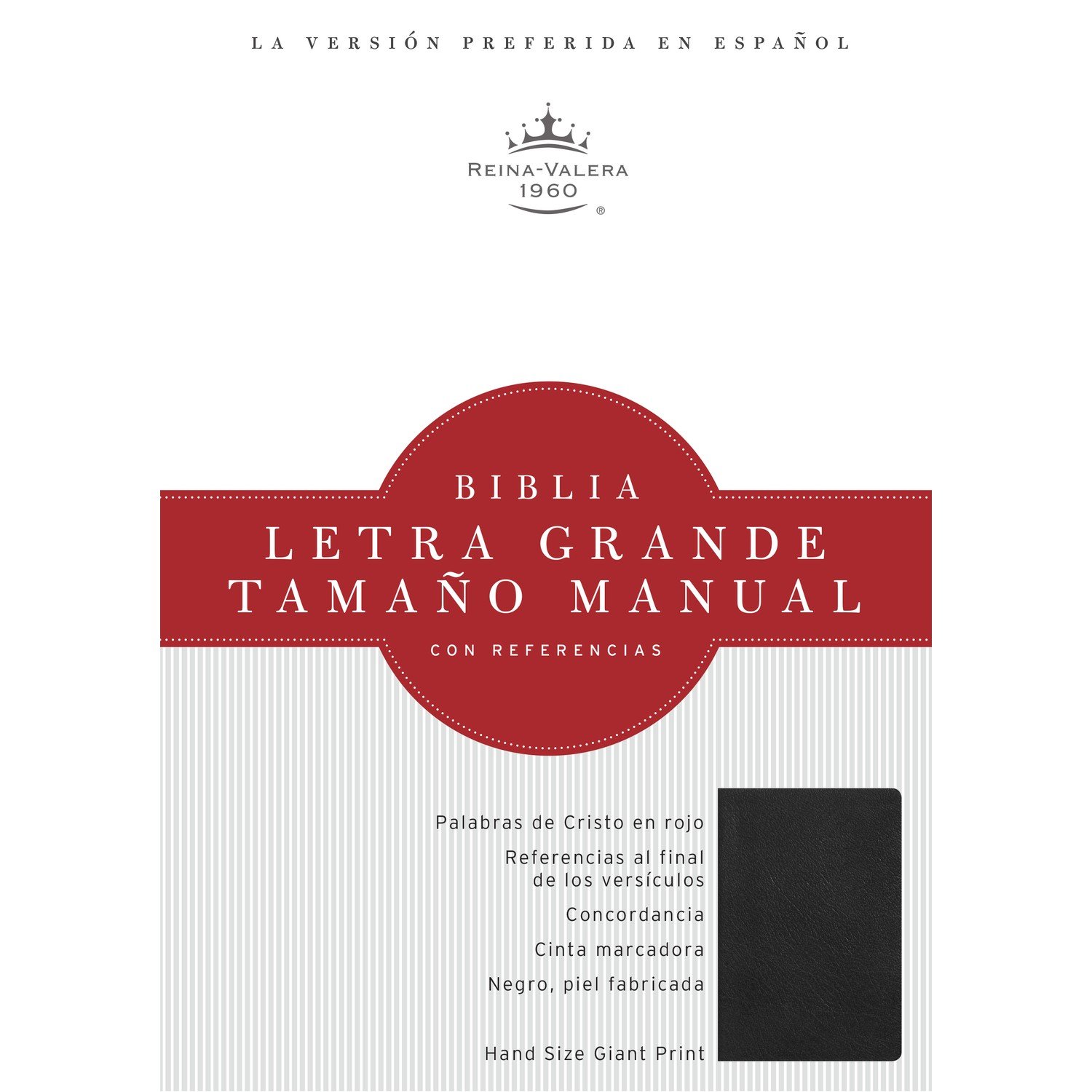 RV60 Biblia Letra Grande Tamaño Manual/Negro. Piel fabricada con índice 1 RV60 Biblia Letra Grande Tamaño Manual/Negro. Piel fabricada con índice