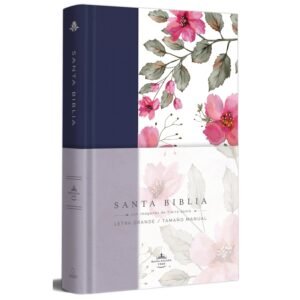 RV1960 BIBLIA FLORES AZUL LETRA GRANDE TAMAÑO MANUAL