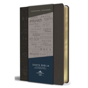 Biblia RVR 1960 Letra Grande Tamaño Manual, Simil Piel Gris con Nombres de Dios
