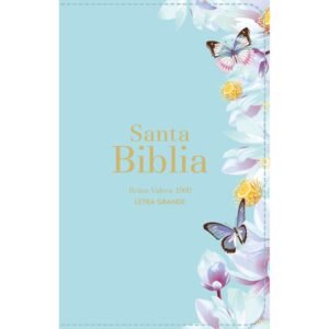 Biblia RVR 1960 Letra Grande Tamaño Manual Símil Piel Azul Claro