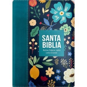 Biblia RVR 1960 Compacta Letra Grande 11 puntos Símil Piel Verde Turquesa con Cierre y Índice
