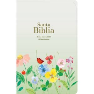 Biblia RVR 1960 Compacta Letra Grande 11 puntos Símil Piel Verde Claro Flores con Cierre y Índice
