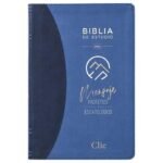Biblia RVR 1977 de Estudio Mensaje Profético y Escatológico Piel Azul Interior a dos Colores