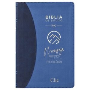 Biblia RVR 1977 de Estudio Mensaje Profético y Escatológico Piel Azul Interior a dos Colores