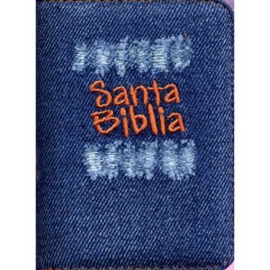 Biblia mini bolsillo jean desgaste acolchada - naranja