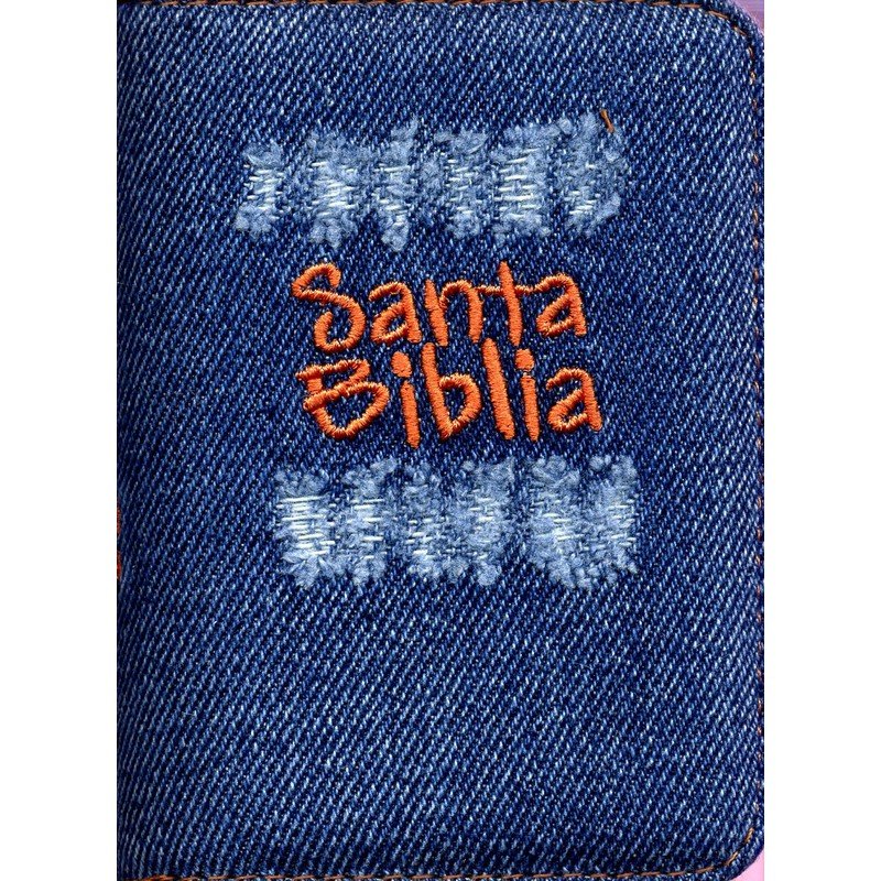 Biblia mini bolsillo jean desgaste acolchada - naranja 1 Biblia mini bolsillo jean desgaste acolchada - naranja