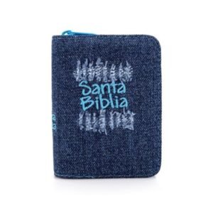 Biblia desgaste azul con cierre