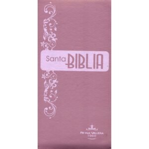 Biblia RVR 60 Tipo chequera. Rosado. Canto plateado, indice. Cierre. Concordancia.