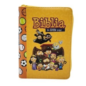 Biblia Reina Valera 1960 para niños Mi gran viaje. Tamaño bolsillo Imitación Piel naranja con cierre
