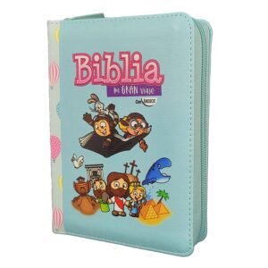 Biblia RVR 1960 para Niños mi Gran Viaje Turquesa Símil Piel con Índice y Cierre