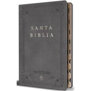 Biblia RVR 1960 Letra Grande Tamaño Manual Grís Símil Piel con Índice