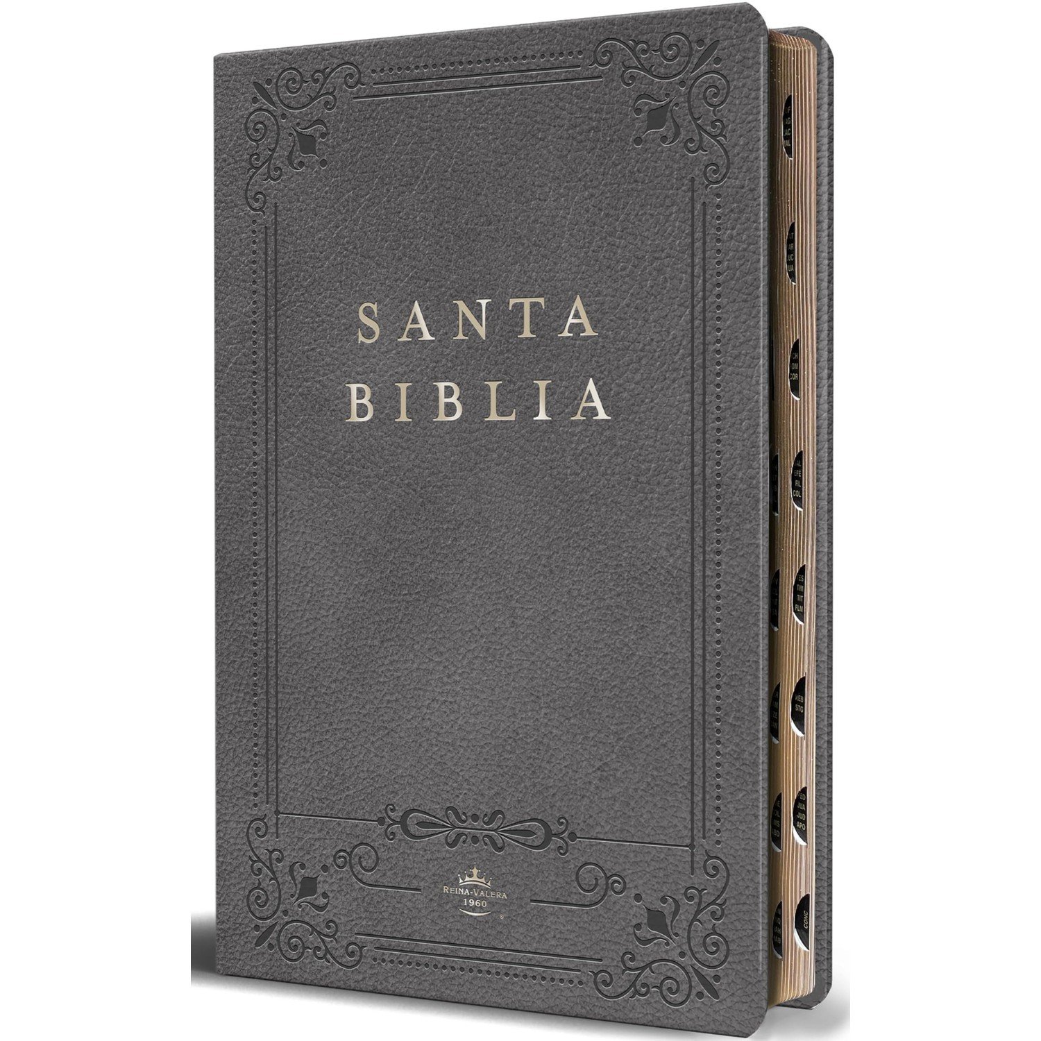 Biblia RVR 1960 Letra Grande Tamaño Manual Grís Símil Piel con Índice 1 Biblia RVR 1960 Letra Grande Tamaño Manual Grís Símil Piel con Índice