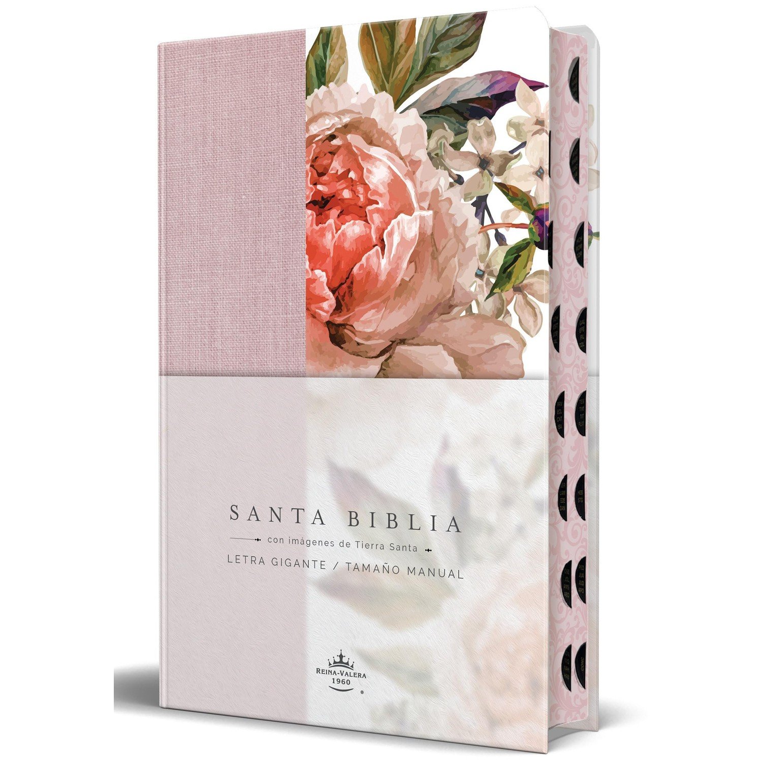 Biblia RVR 1960 Tamaño Manual Letra Gigante Tela con Flores Rosadas Canto Pintado e Índice 1 Biblia RVR 1960 Tamaño Manual Letra Gigante Tela con Flores Rosadas Canto Pintado e Índice