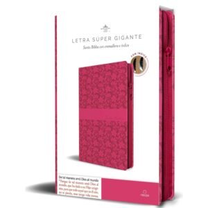 Biblia RVR 1960 Letra Súper Gigante Símil Piel Fucsia Rosada Cierre Índice